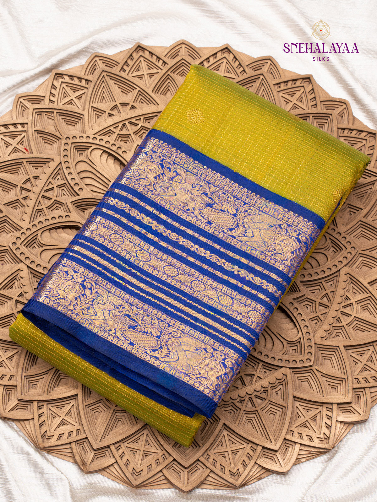 Mustard Green Kanjivaram Silk Saree